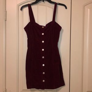 Maroon corduroy mini dress